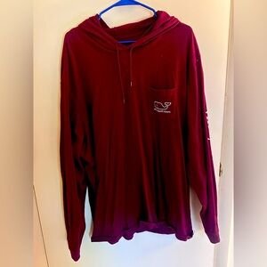 Vineyard Vines Maroon Hooded Long Sleeve Shirt